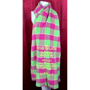 NWT NOS 90x29 Acne Studios Care Label Oversized Scarf Shawl  Green Pink
